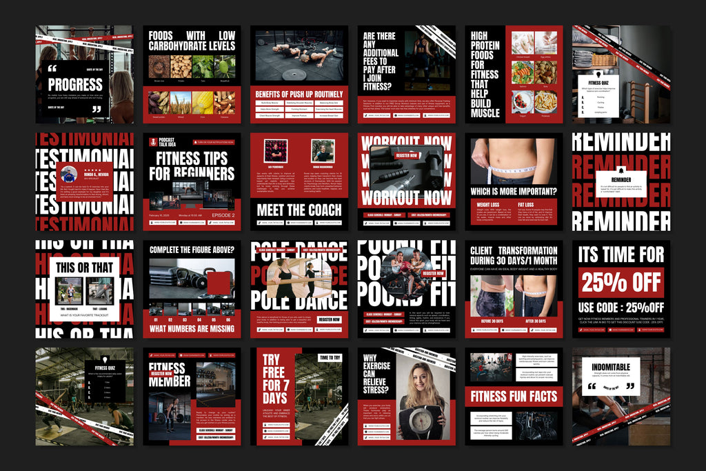 Fitness Canva Social Media Template - Red #1