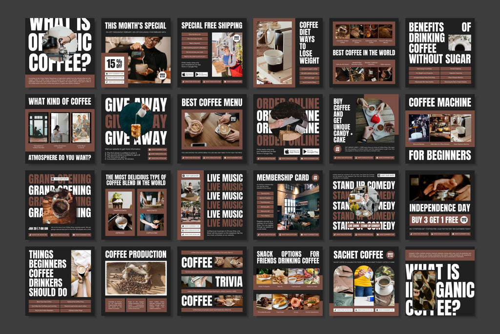 Coffee Shop Canva Social Media Template - Black #1