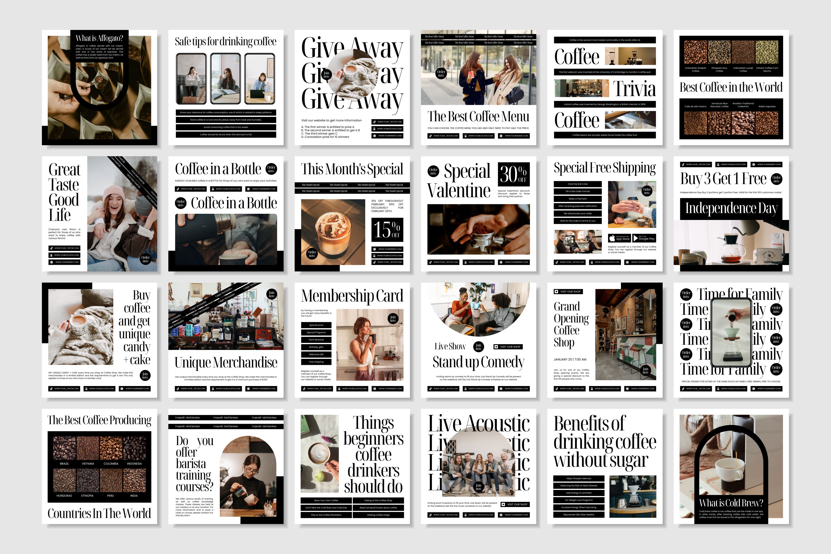 Coffee Shop Canva Social Media Template - White #2