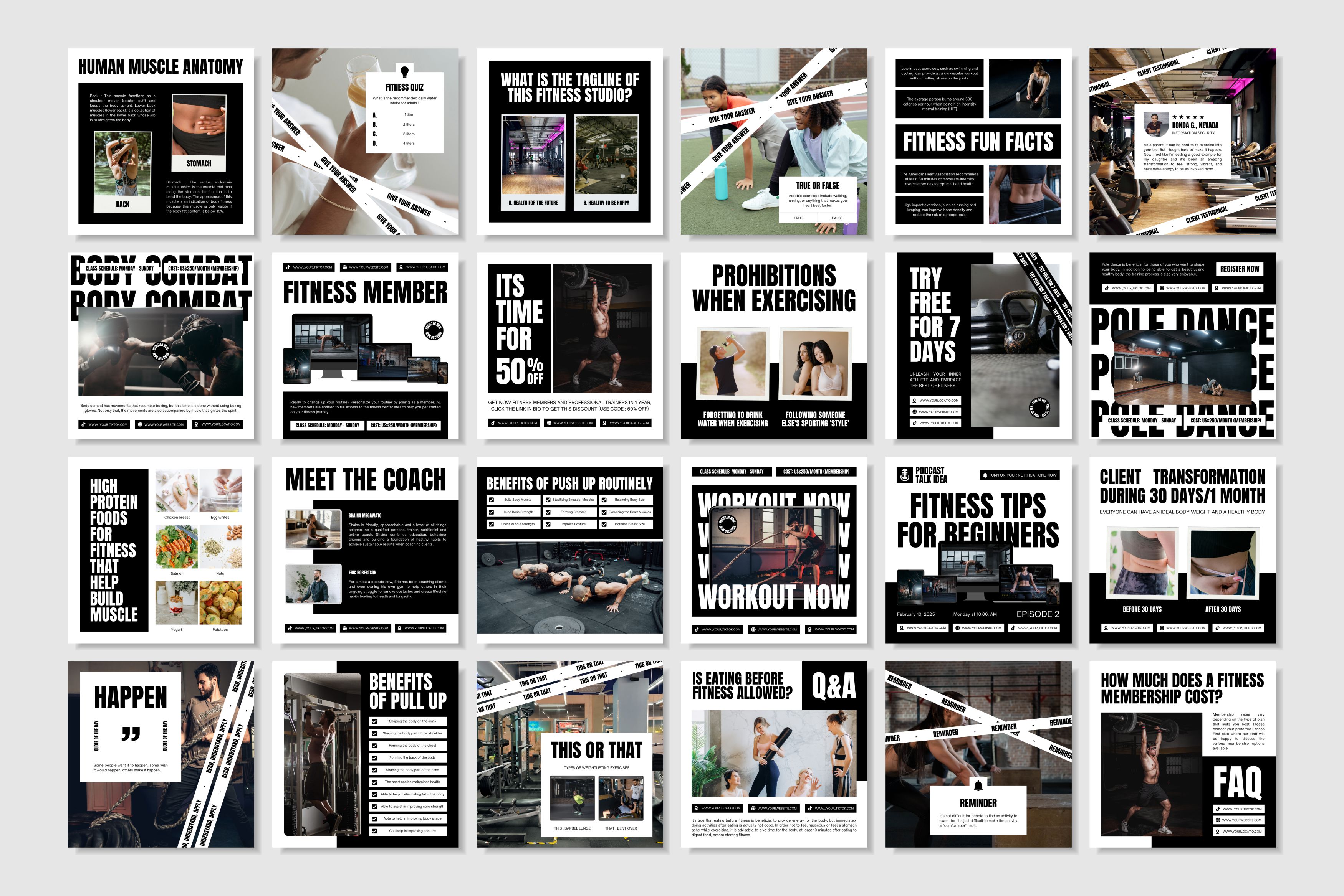 Fitness Canva Social Media Template - White #2