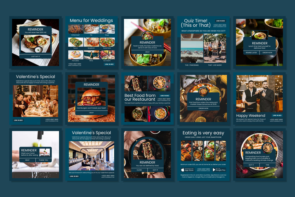 Restaurant Canva Social Media Template - Blue #4