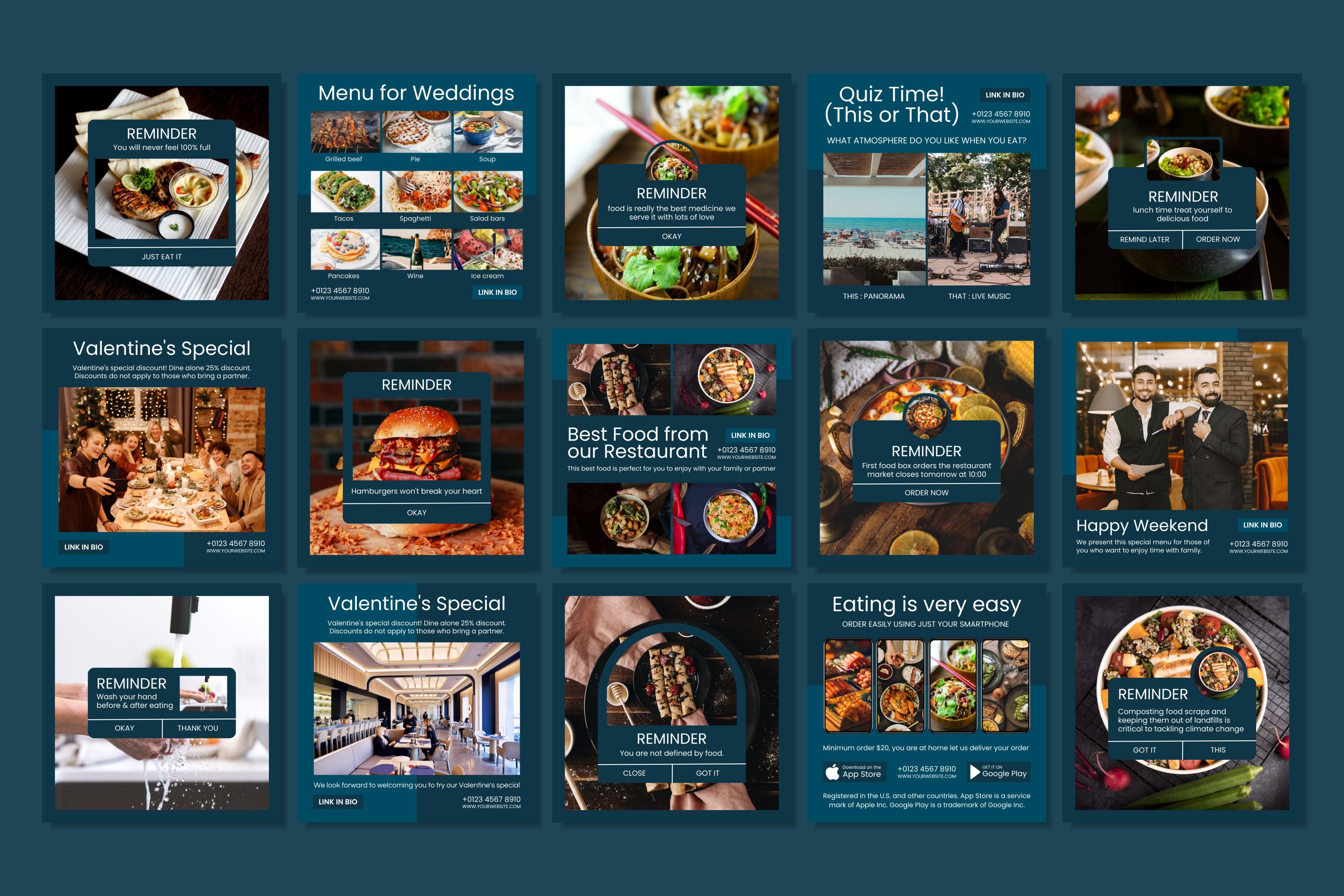 Restaurant Canva Social Media Template - Blue #4