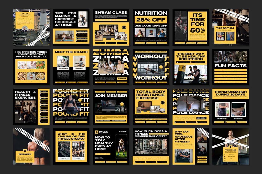 Fitness Canva Social Media Template - Yellow #3