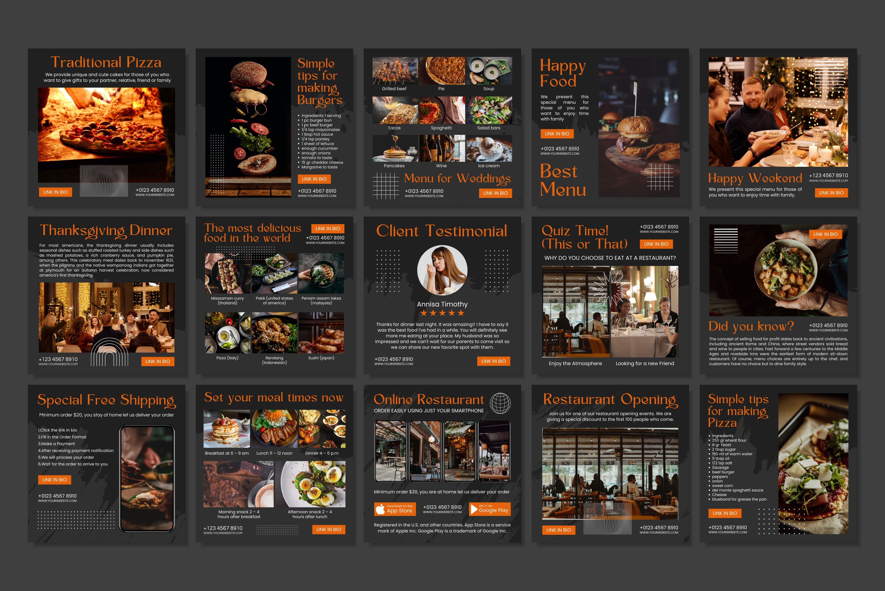 Restaurant Canva Social Media Template - Black #3