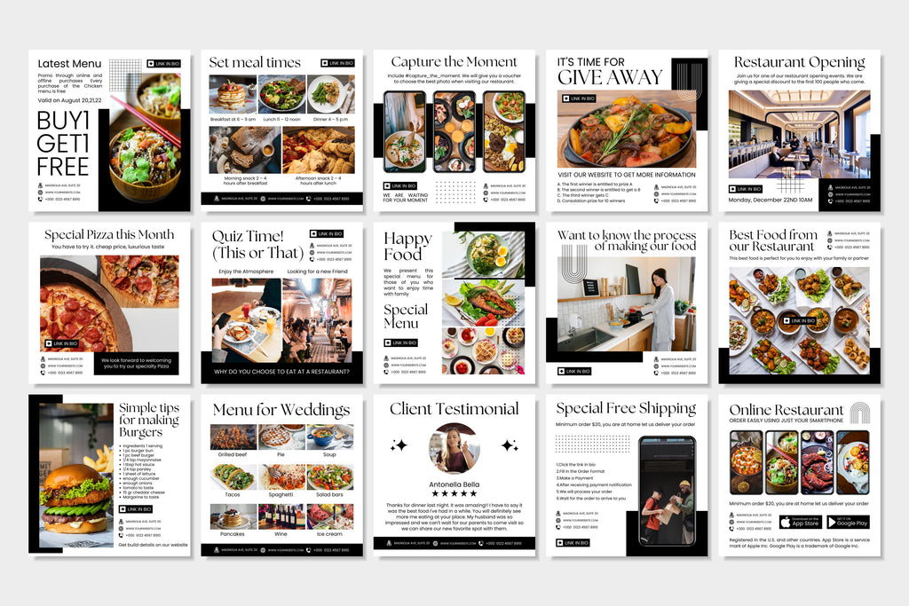 Restaurant Canva Social Media Template - White #2