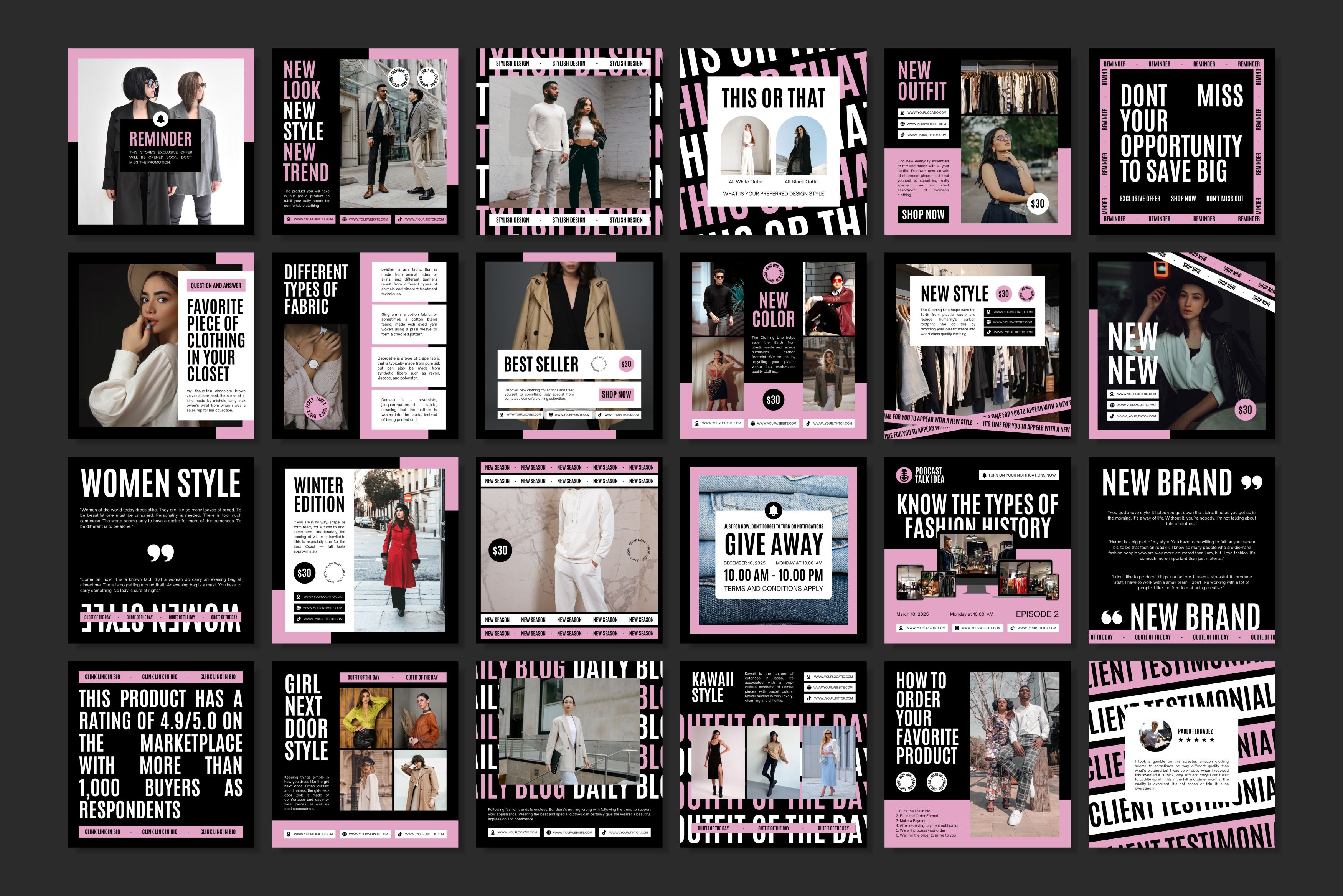 Fashion Canva Social Media Template - Pink #2