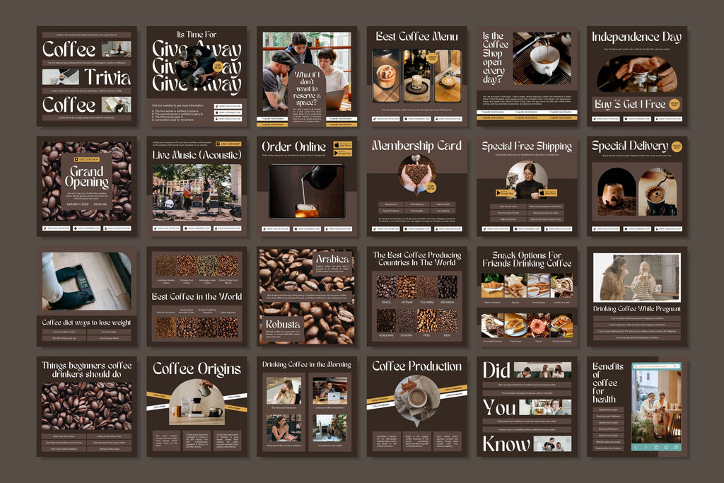 Coffee Shop Canva Social Media Template - Brown #3