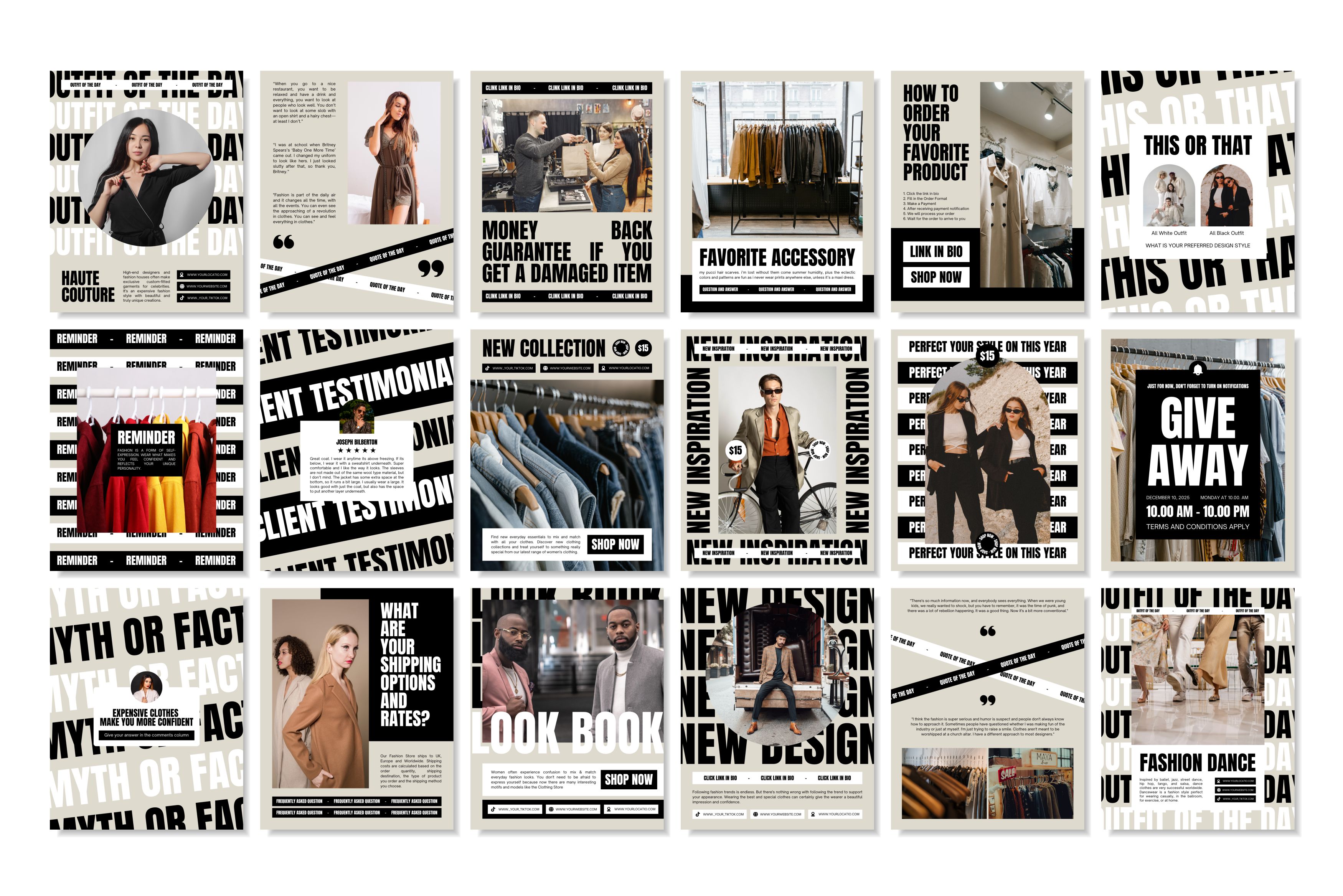 Fashion Canva Social Media Template - Cream #3