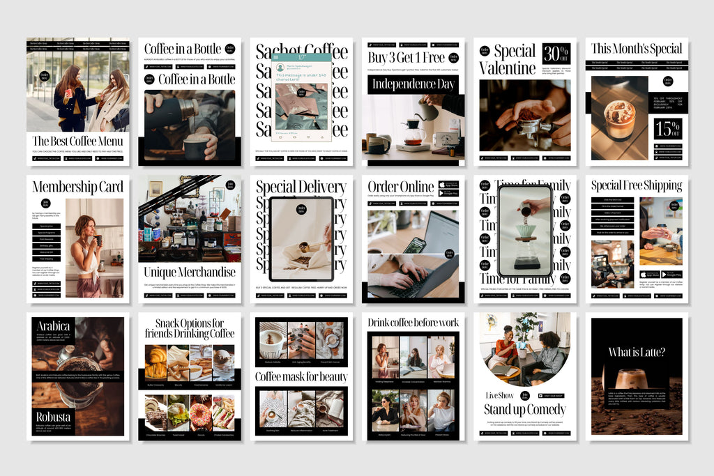 Coffee Shop Canva Social Media Template - White #2