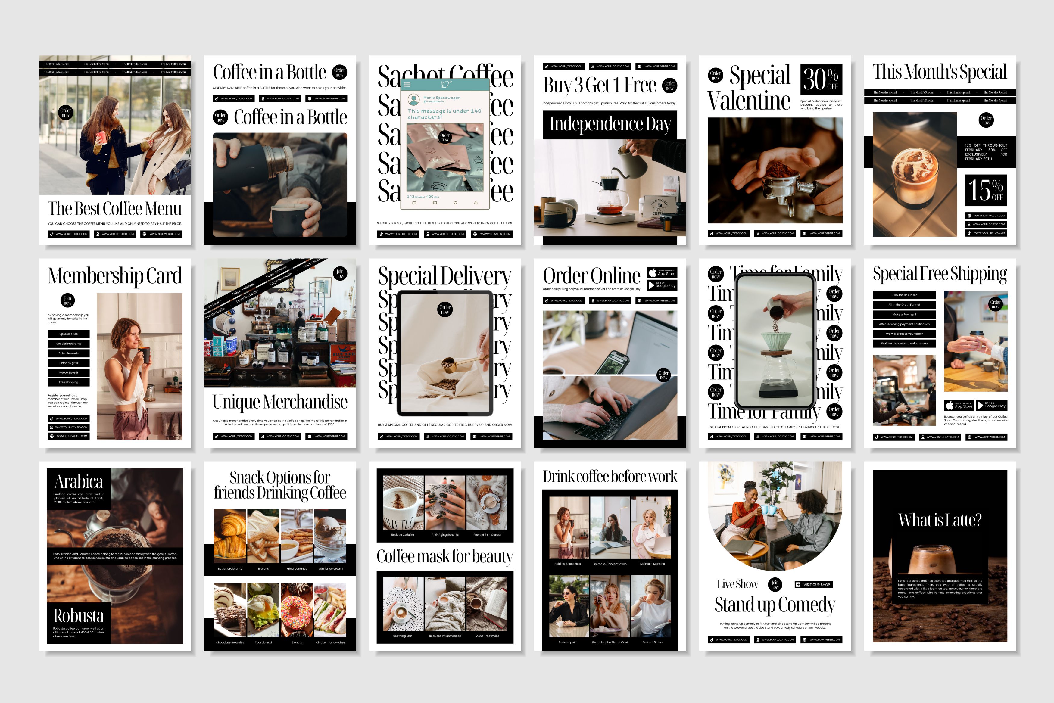 Coffee Shop Canva Social Media Template - White #2