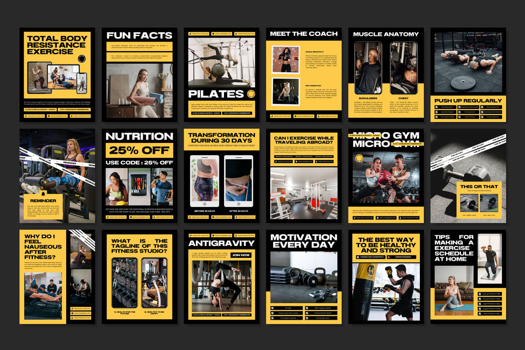 Fitness Canva Social Media Template - Yellow #3