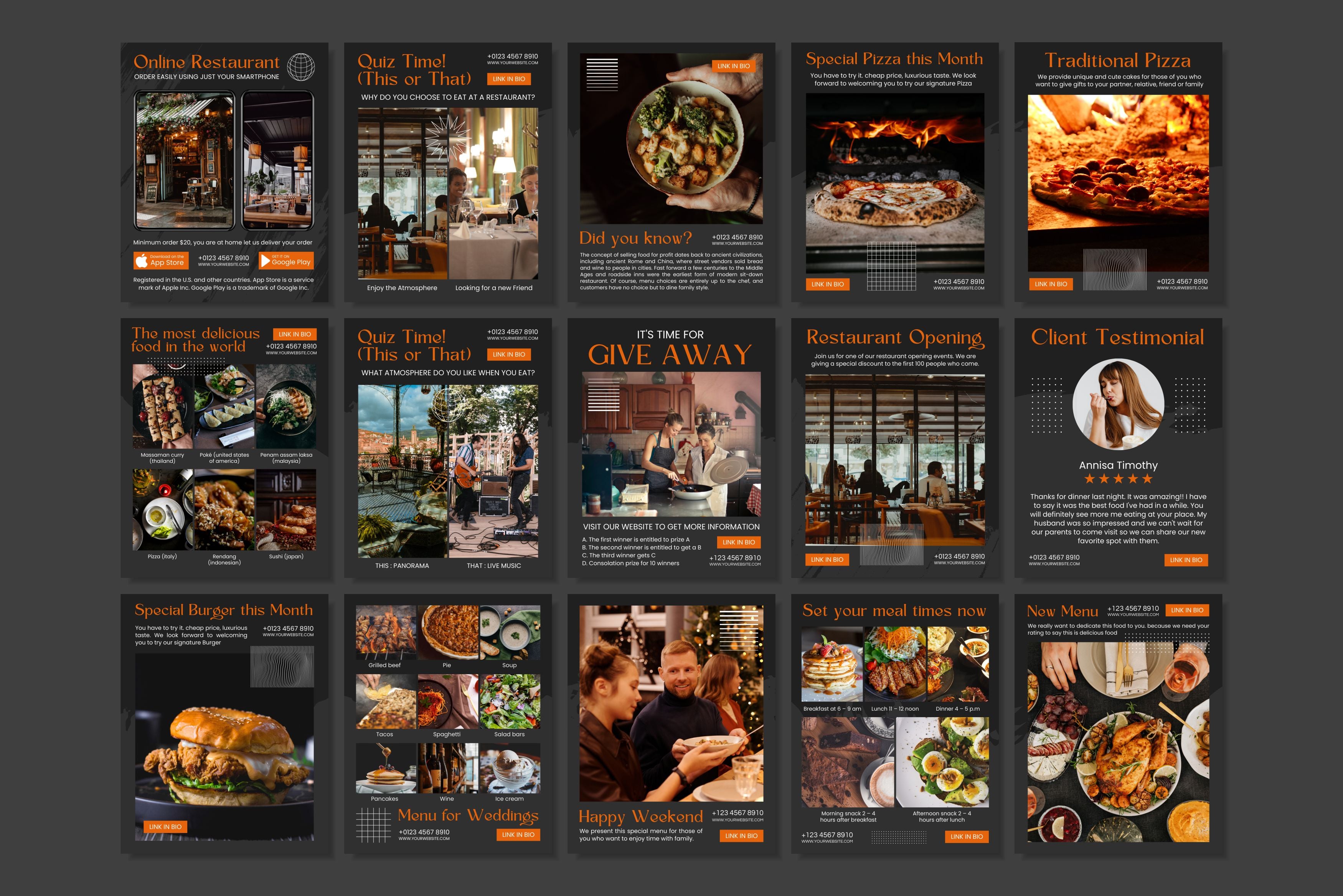 Restaurant Canva Social Media Template - Black #3