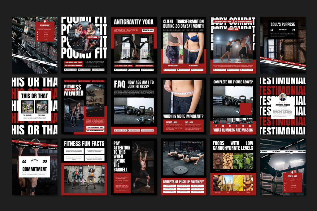 Fitness Canva Social Media Template - Red #1