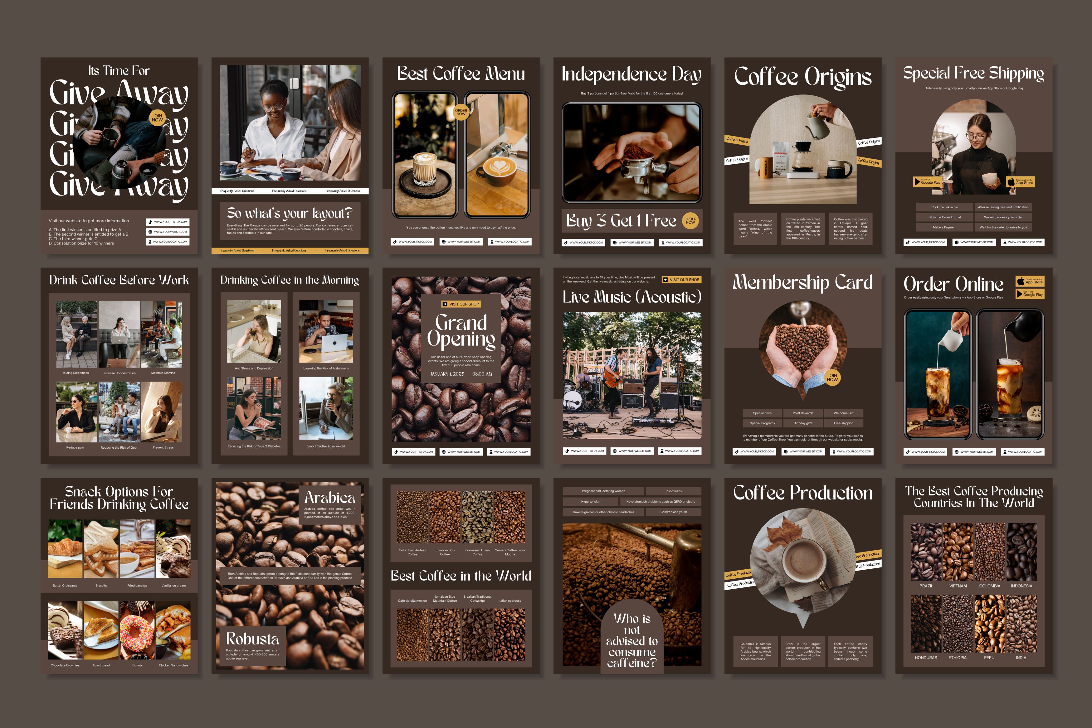 Coffee Shop Canva Social Media Template - Brown #3