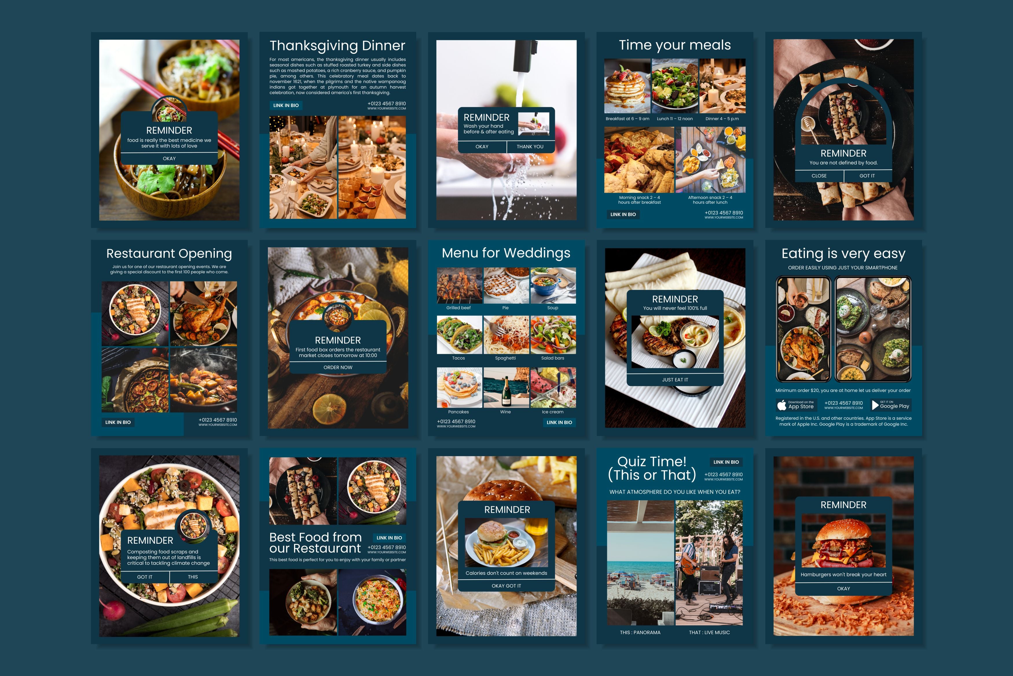 Restaurant Canva Social Media Template - Blue #4