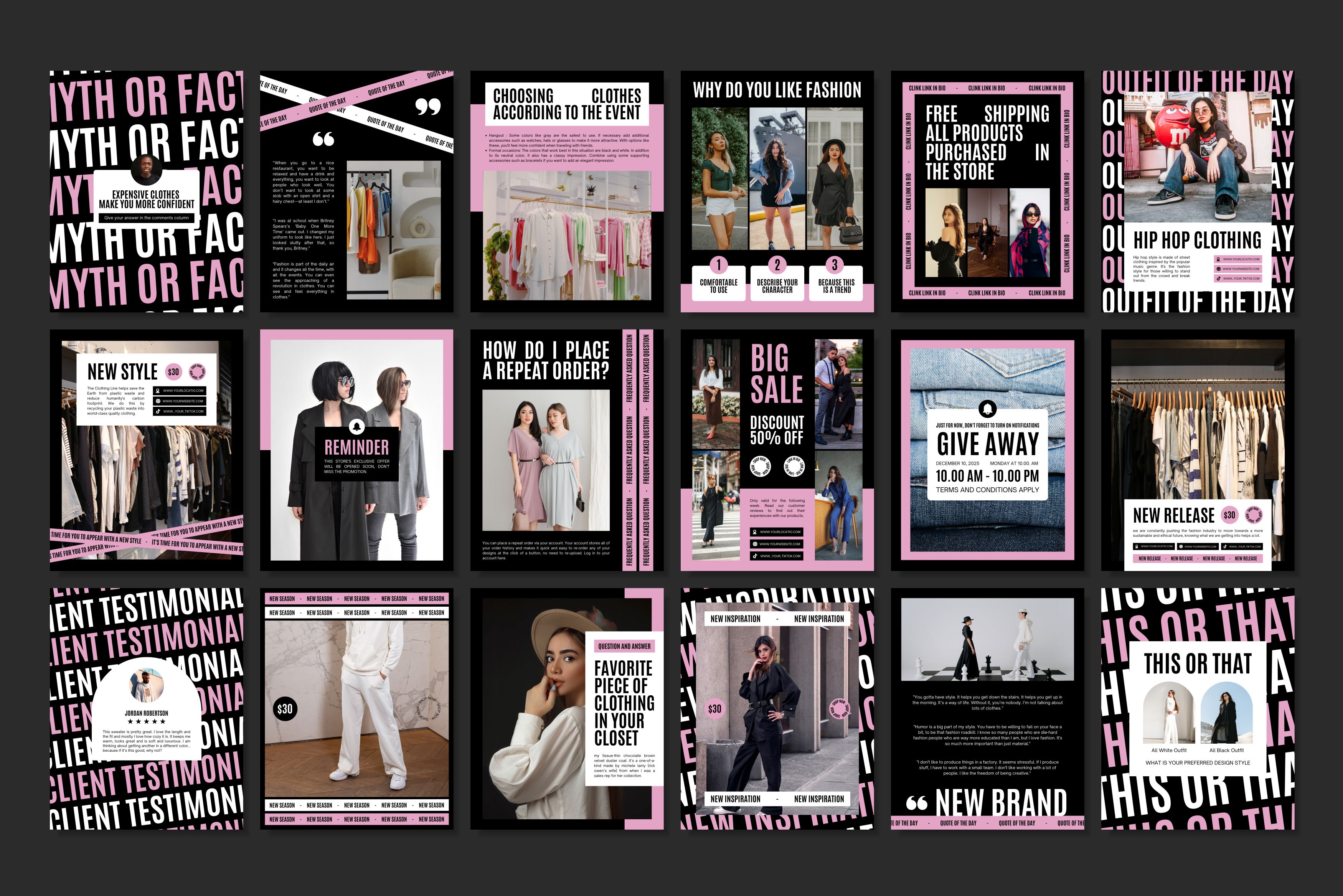 Fashion Canva Social Media Template - Pink #2
