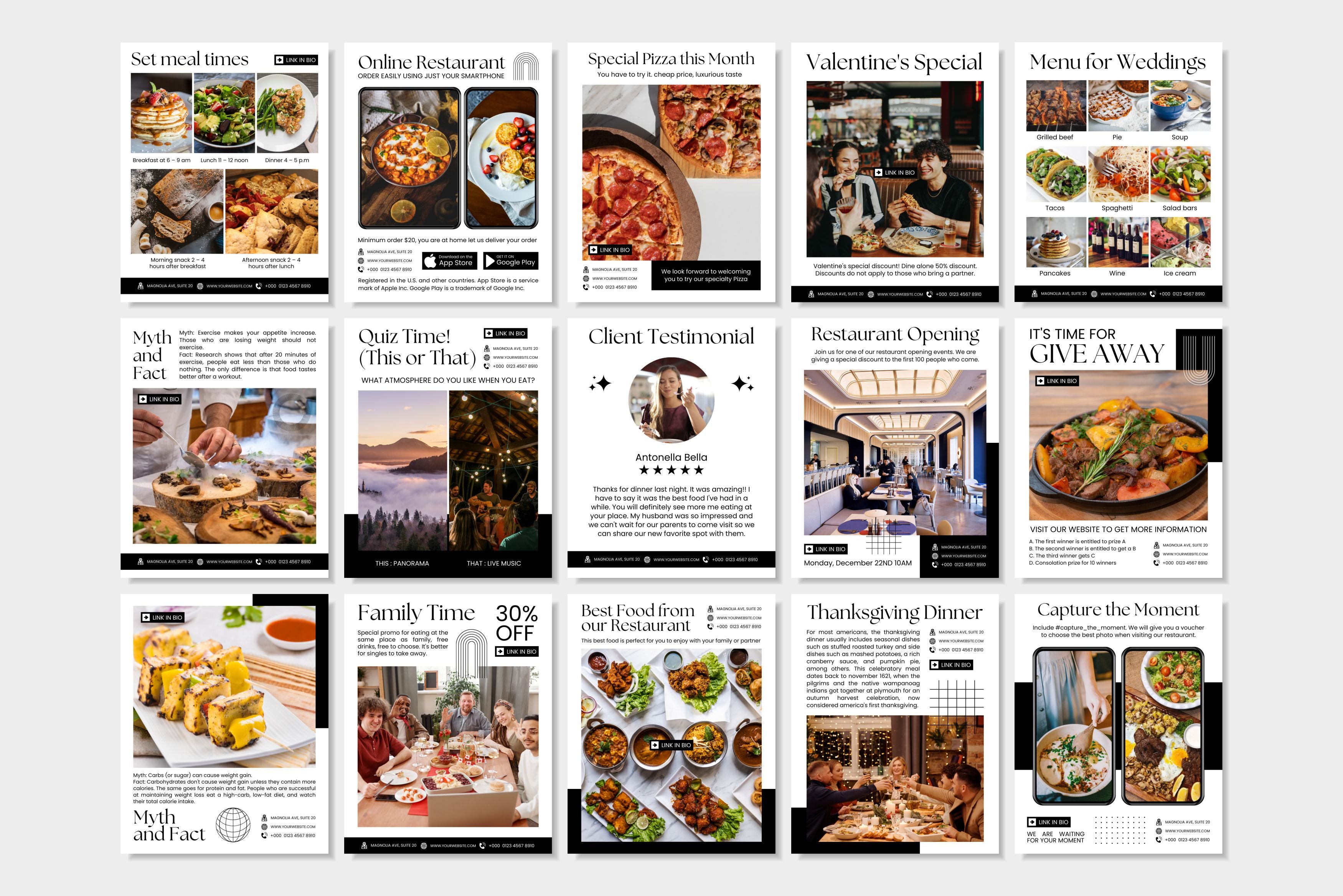 Restaurant Canva Social Media Template - White #2