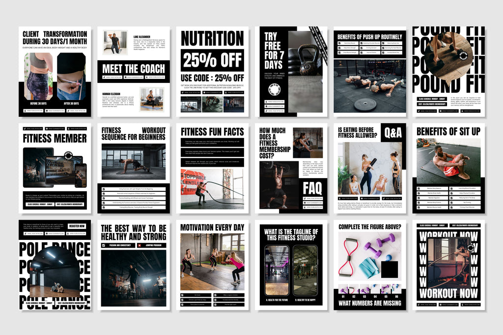 Fitness Canva Social Media Template - White #2