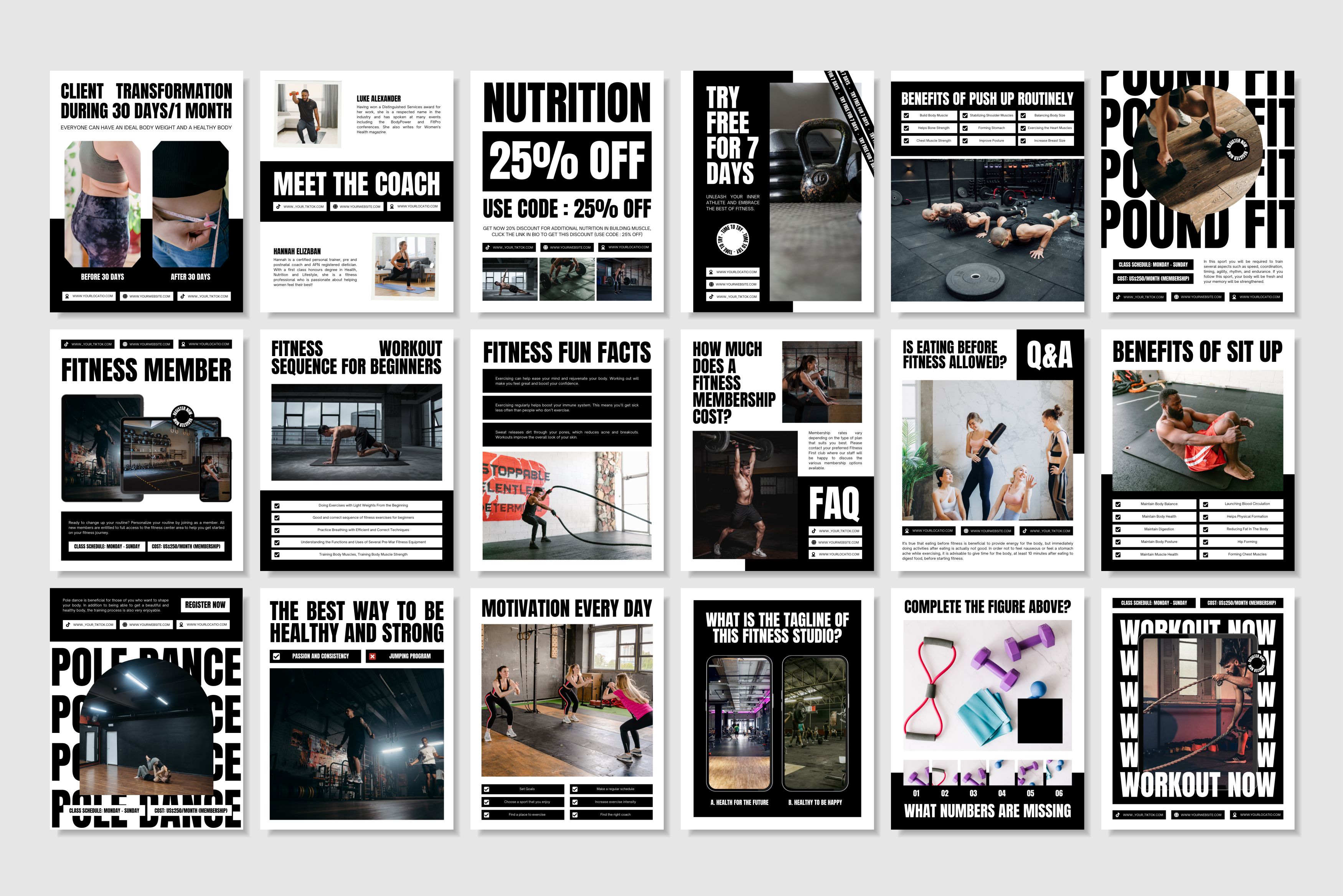 Fitness Canva Social Media Template - White #2