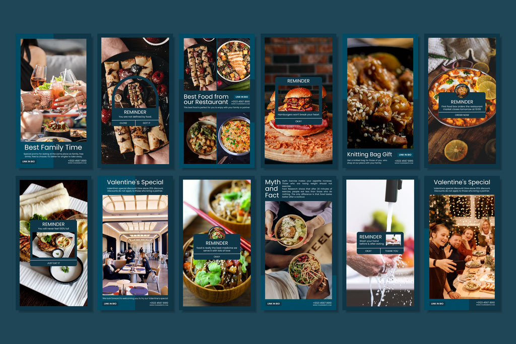 Restaurant Canva Social Media Template - Blue #4