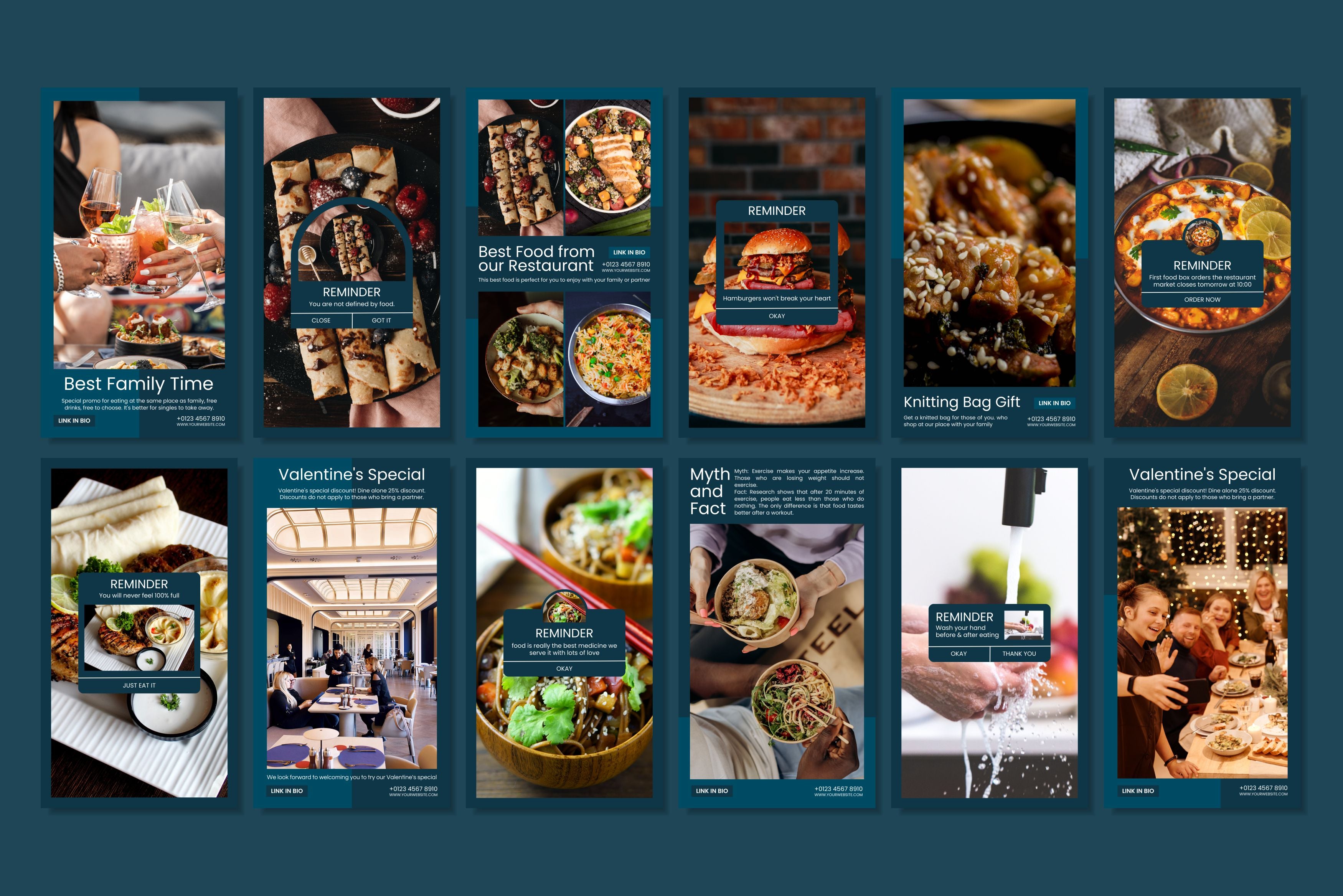 Restaurant Canva Social Media Template - Blue #4