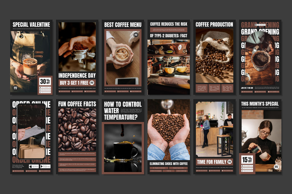 Coffee Shop Canva Social Media Template - Black #1