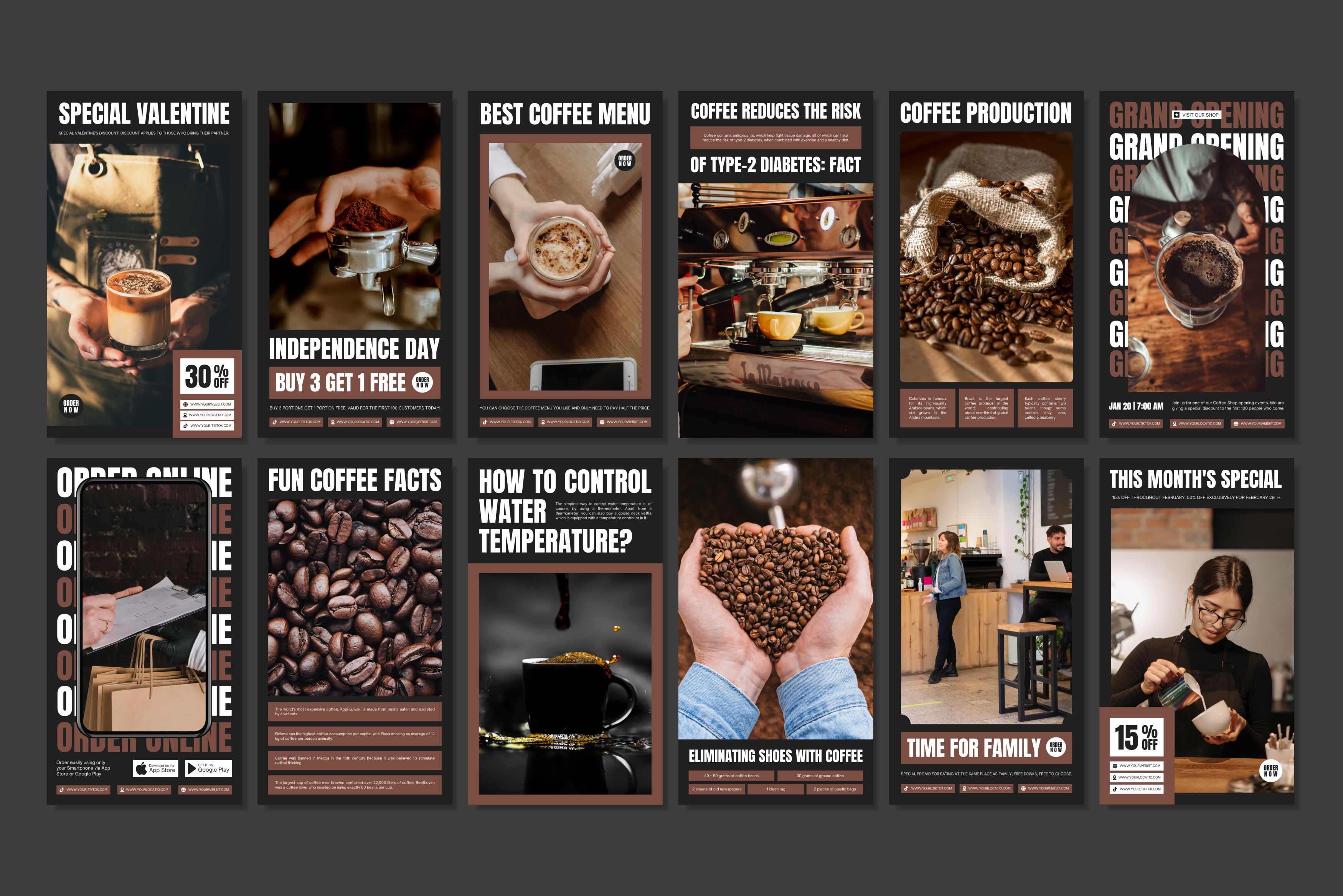 Coffee Shop Canva Social Media Template - Black #1