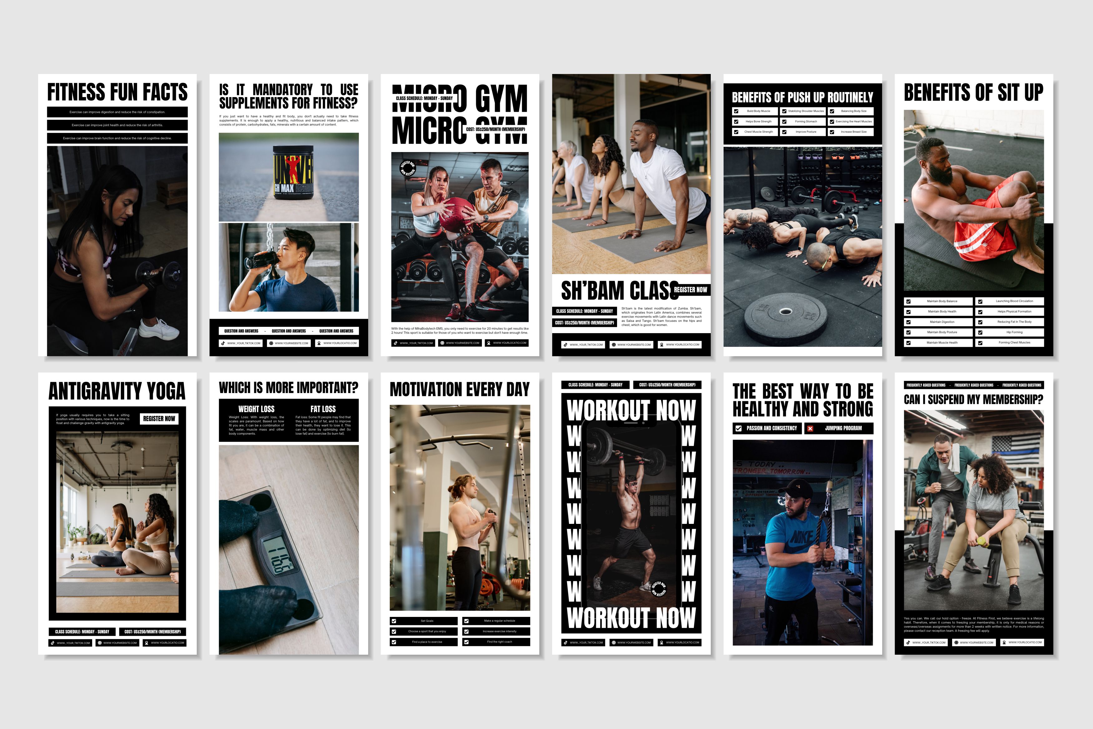 Fitness Canva Social Media Template - White #2