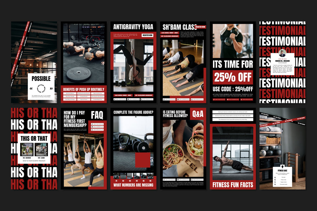 Fitness Canva Social Media Template - Red #1