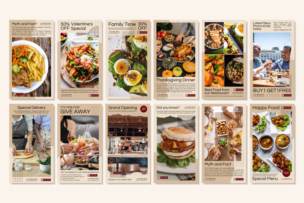 Restaurant Canva Social Media Template - Beige #1