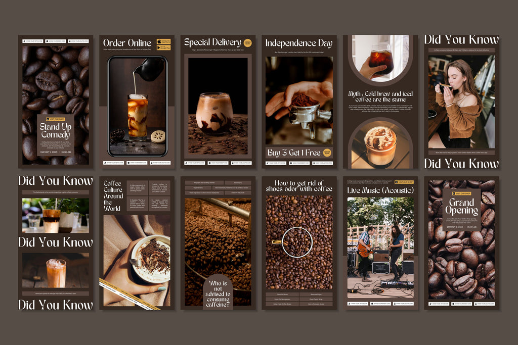 Coffee Shop Canva Social Media Template - Brown #3