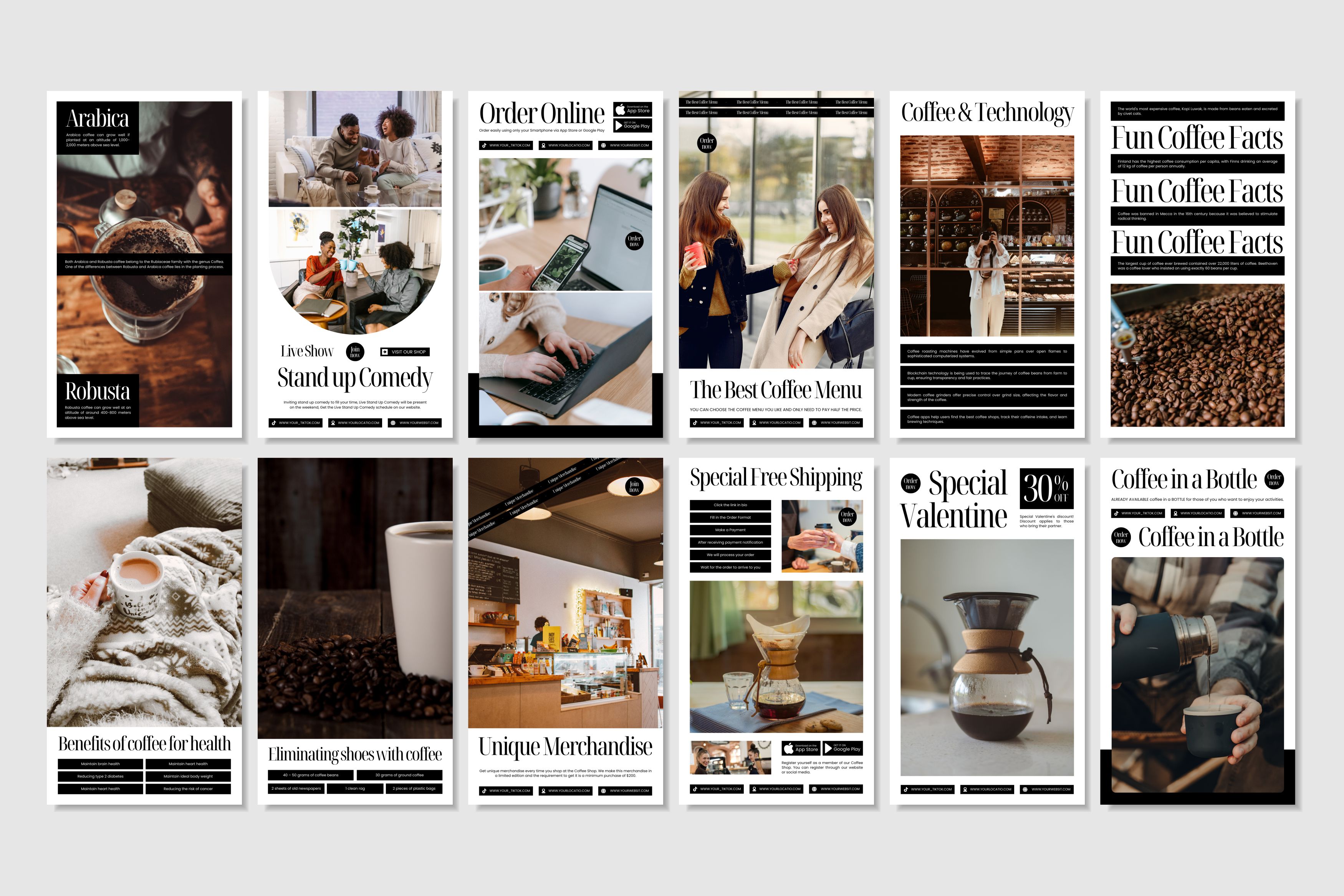 Coffee Shop Canva Social Media Template - White #2