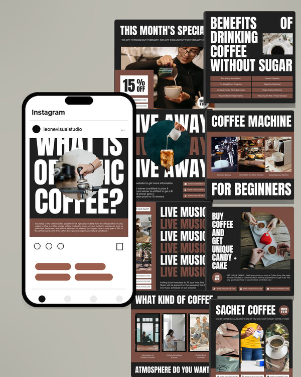Coffee Shop Canva Social Media Template - Black #1