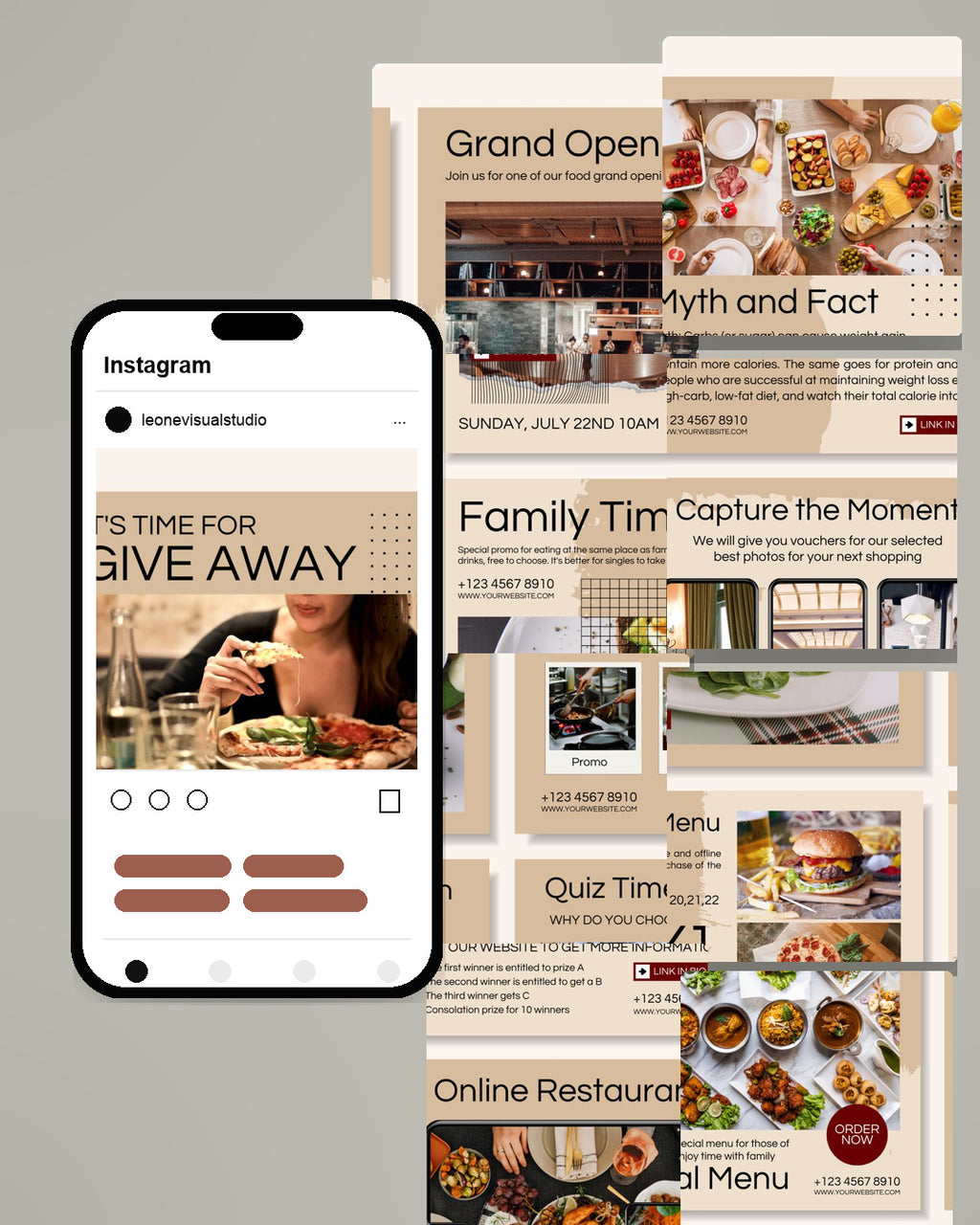 Restaurant Canva Social Media Template - Beige #1