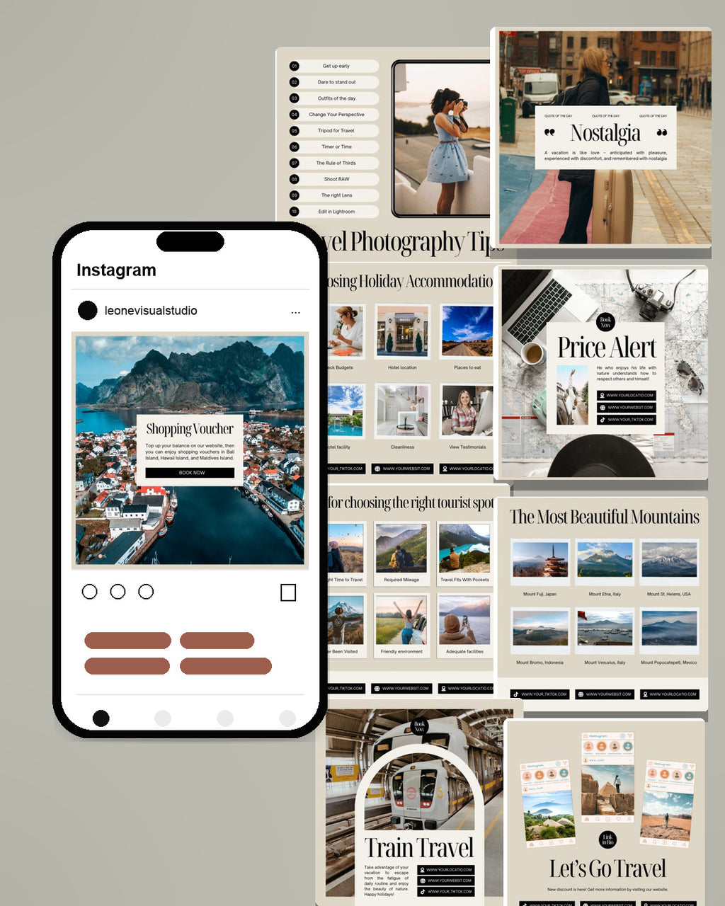Travel Canva Social Media Template - Beige #1