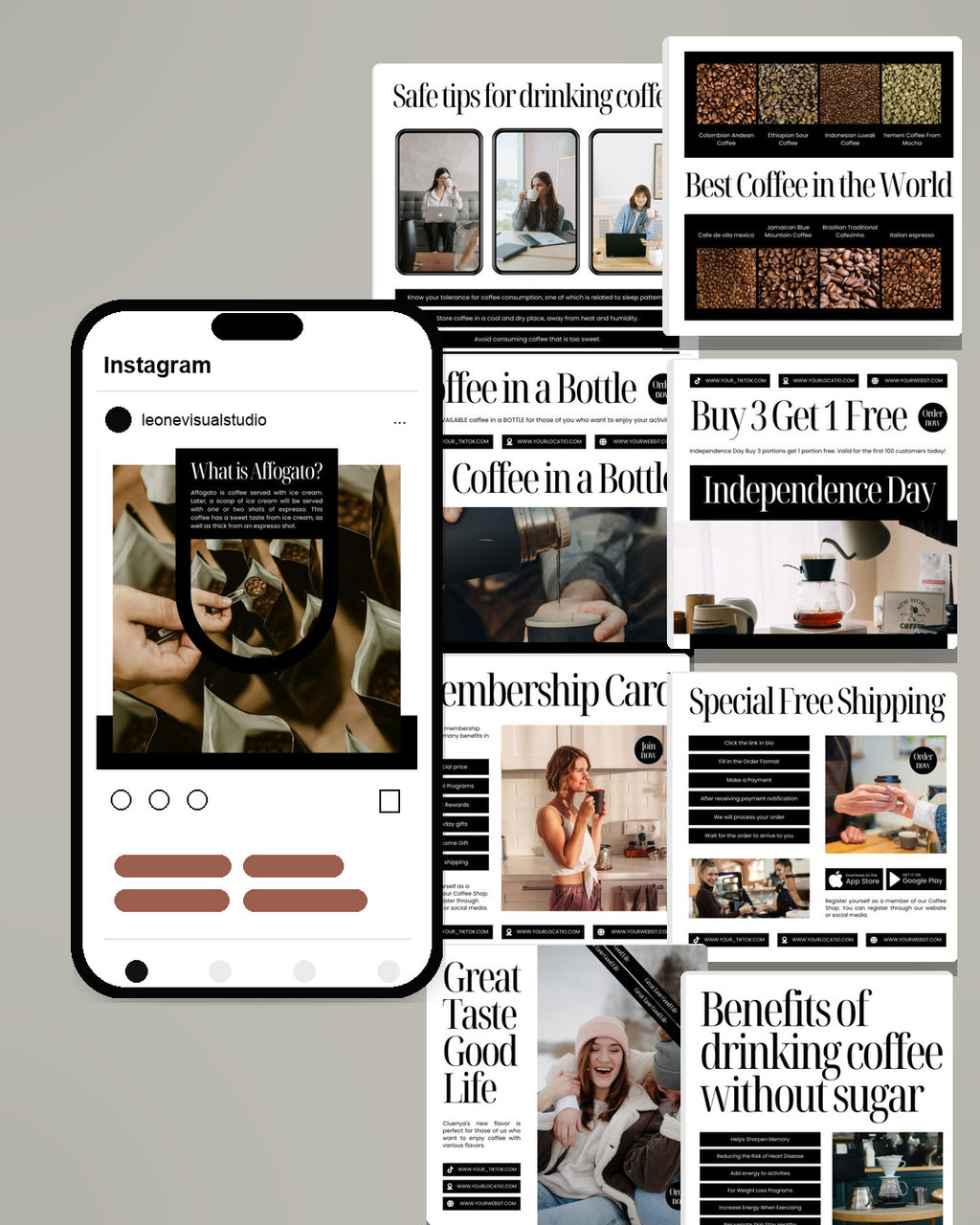 Coffee Shop Canva Social Media Template - White #2