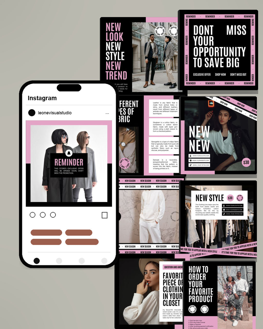 Fashion Canva Social Media Template - Pink #2