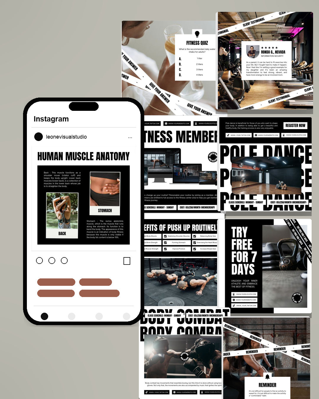 Fitness Canva Social Media Template - White #2