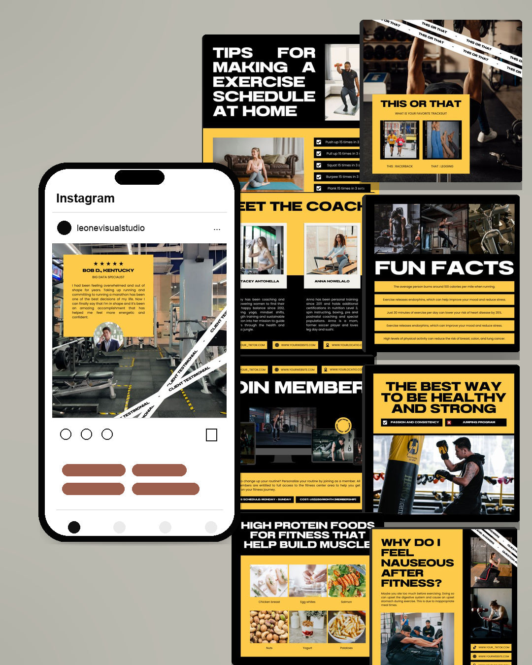 Fitness Canva Social Media Template - Yellow #3