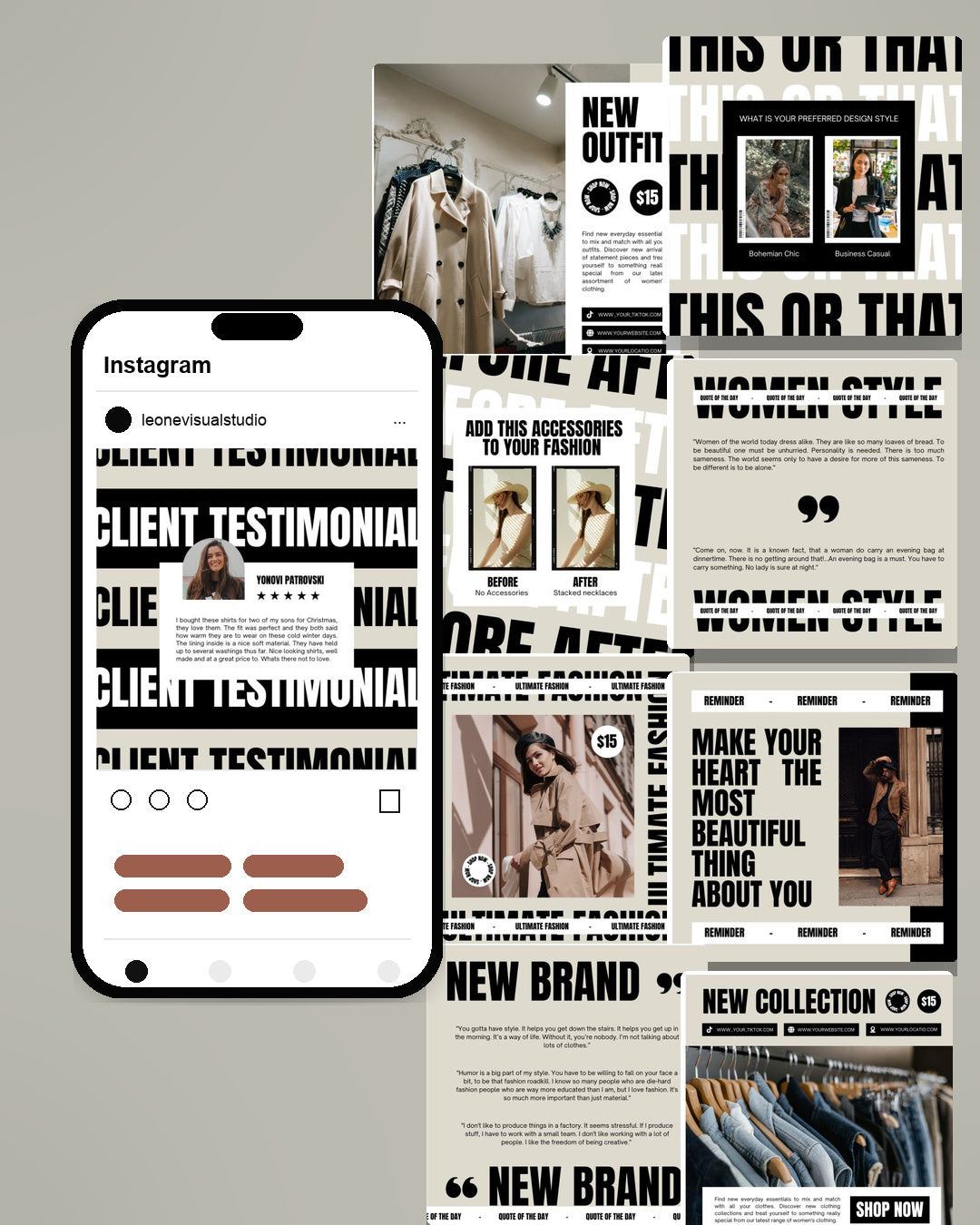 Fashion Canva Social Media Template - Cream #3