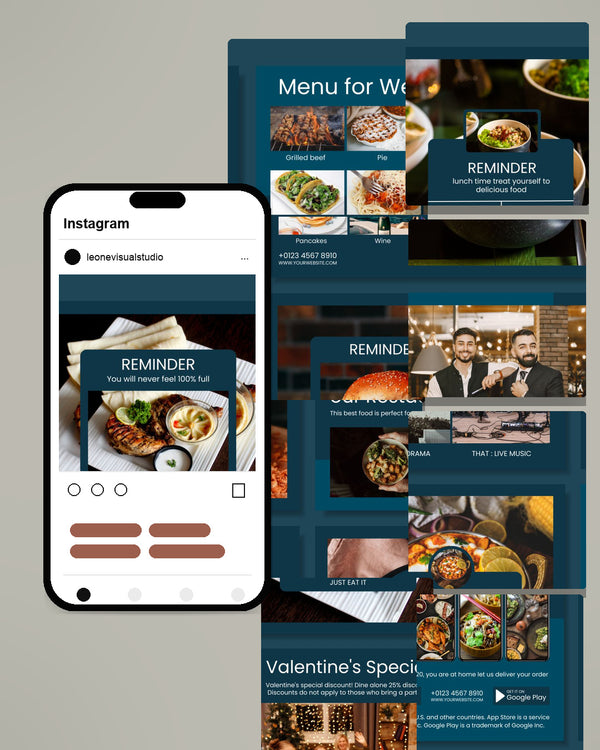 Restaurant Canva Social Media Template - Blue #4